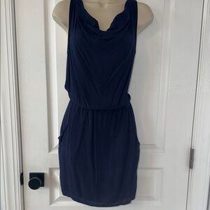 GAP Navy Cowl Neck Mini Dress Sleeveless Elastic Waist Pockets Size S